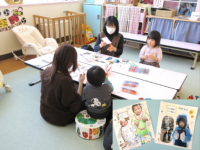 親子で工作をしている様子の写真です
